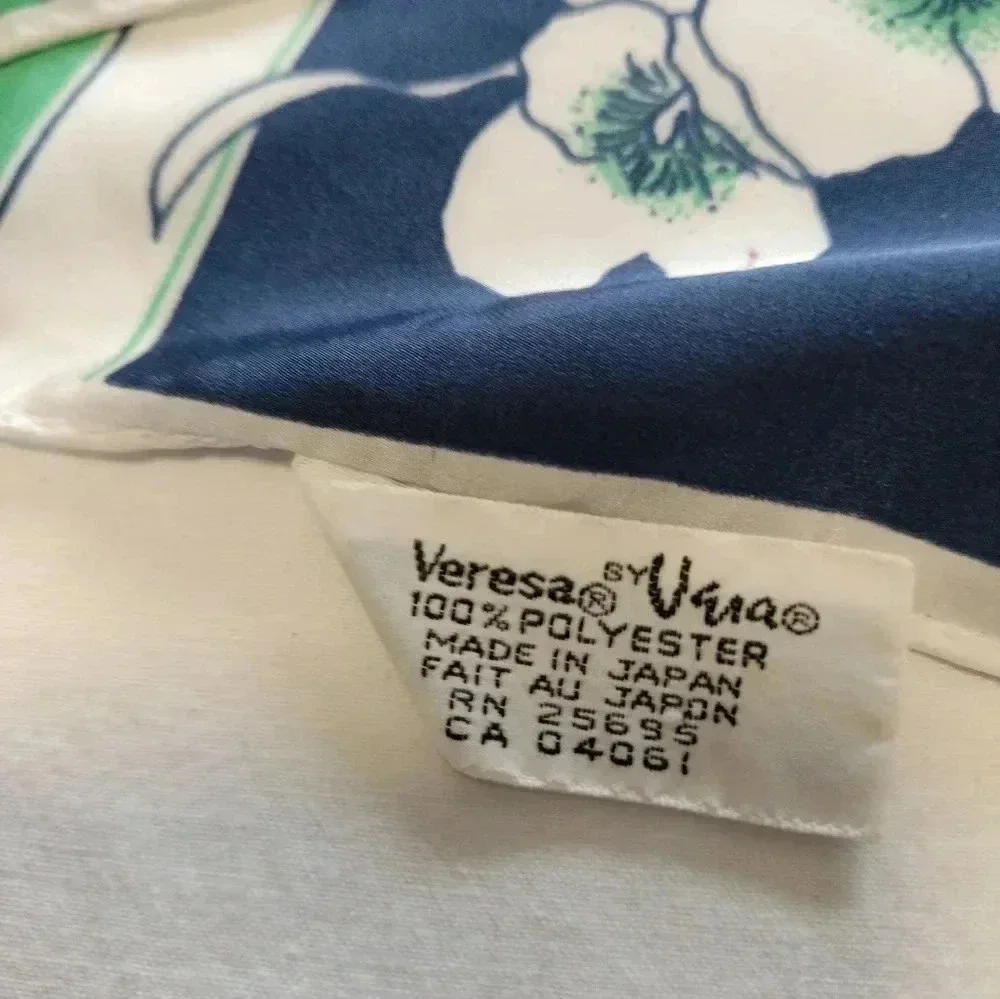 Veresa Vera Blue Green Striped Floral Pattern Multifunctional Rectangle Scarf